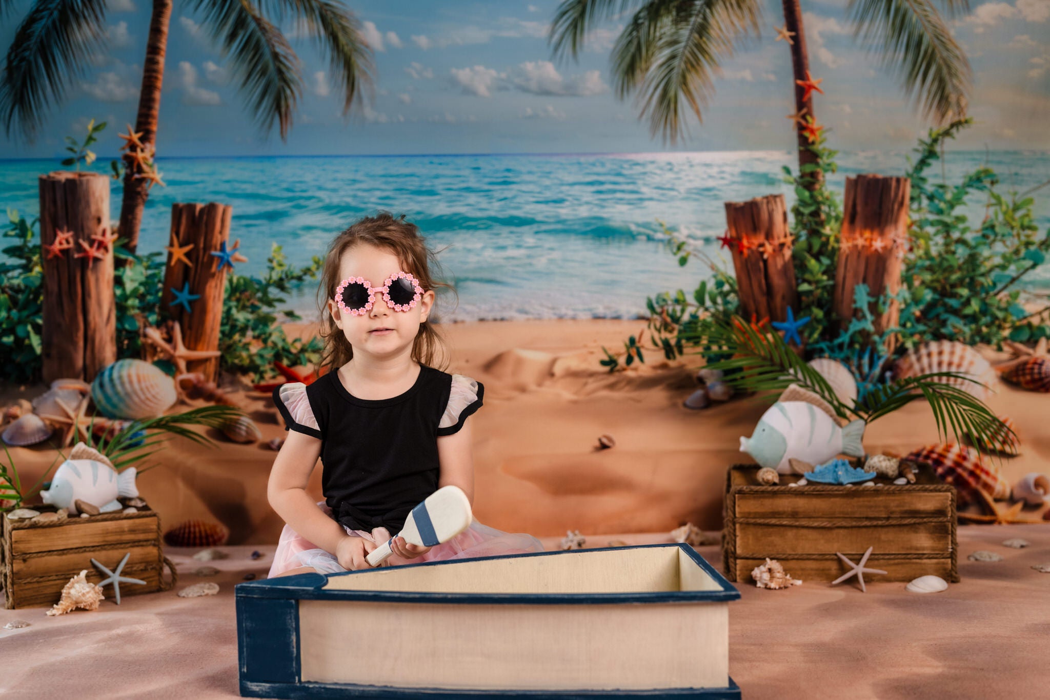 Kate Summer Beach Coconut Tree Backdrop Designed by Emetselch - Kate Backdrop AU