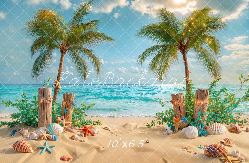 Kate Summer Beach Coconut Tree Backdrop Designed by Emetselch - Kate Backdrop AU