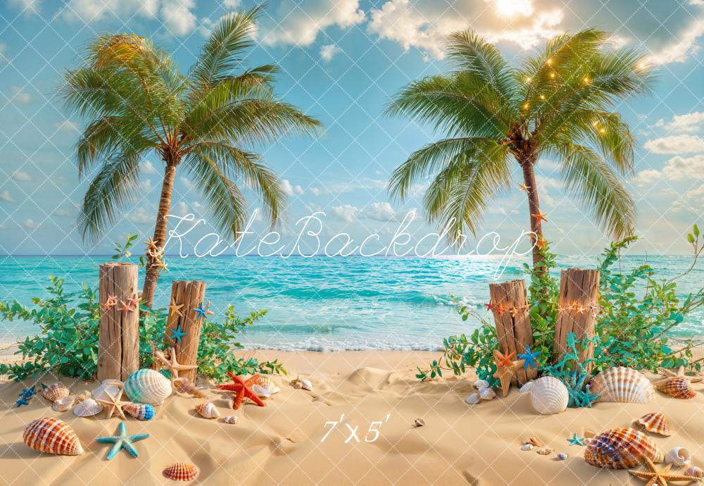 Kate Summer Beach Coconut Tree Backdrop Designed by Emetselch - Kate Backdrop AU