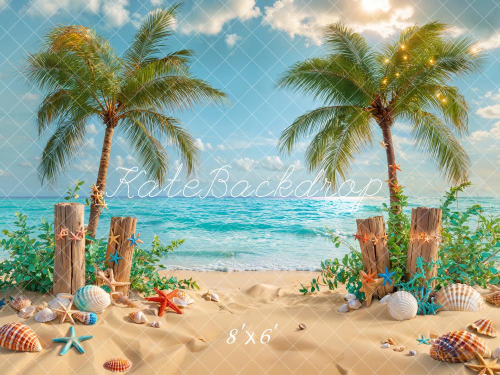 Kate Summer Beach Coconut Tree Backdrop Designed by Emetselch - Kate Backdrop AU