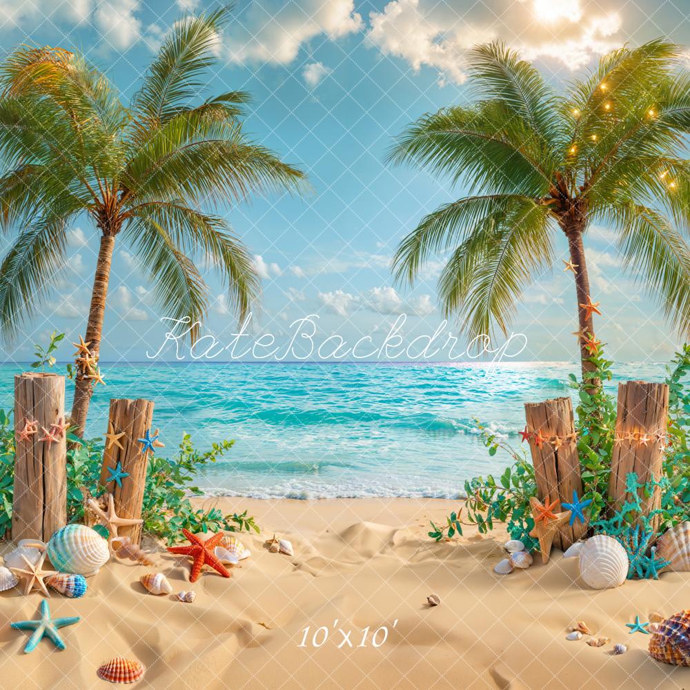 Kate Summer Beach Coconut Tree Backdrop Designed by Emetselch - Kate Backdrop AU