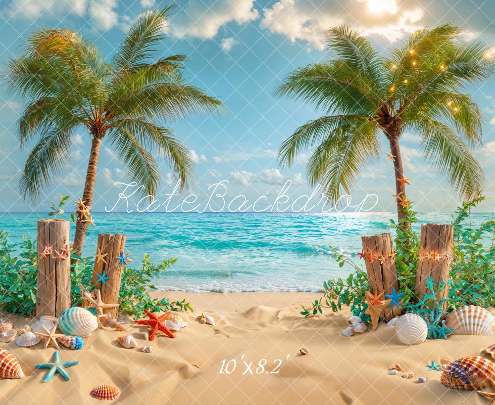 Kate Summer Beach Coconut Tree Backdrop Designed by Emetselch - Kate Backdrop AU
