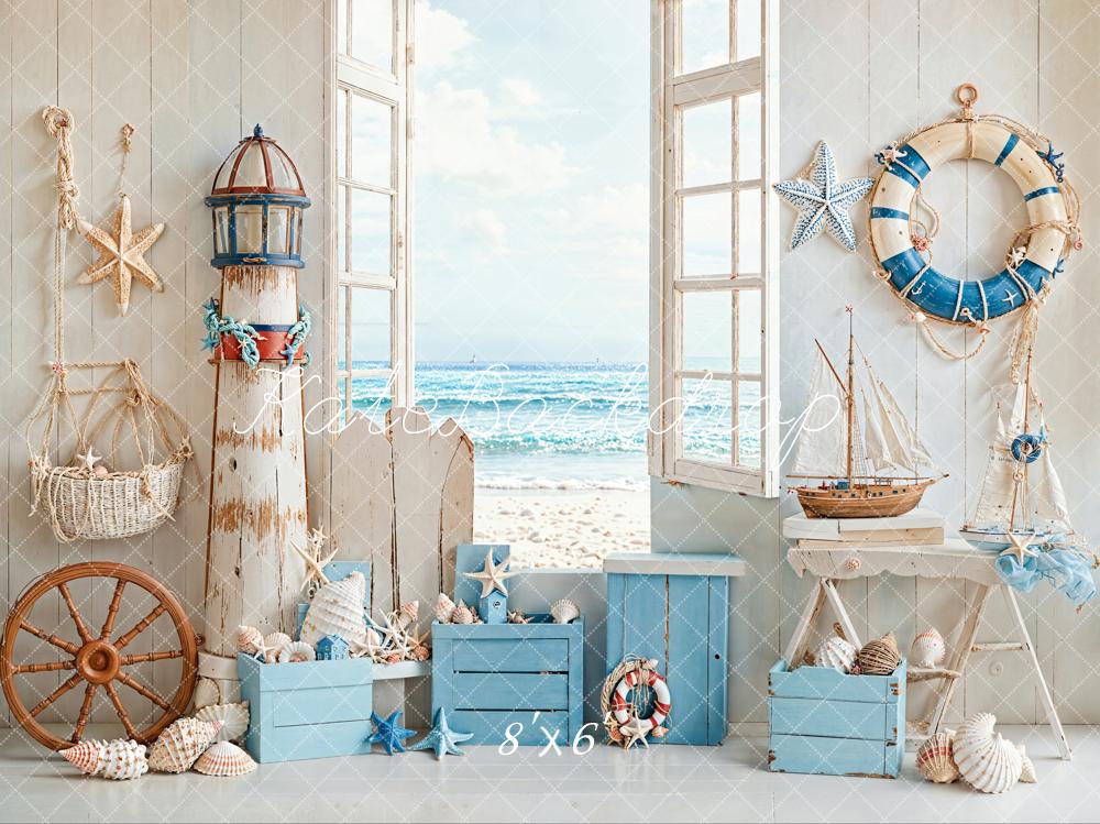 Kate Seaside Cabin Conch Summer Backdrop Designed by Emetselch