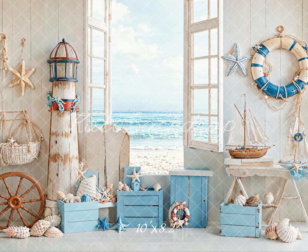 Kate Seaside Cabin Conch Summer Backdrop Designed by Emetselch