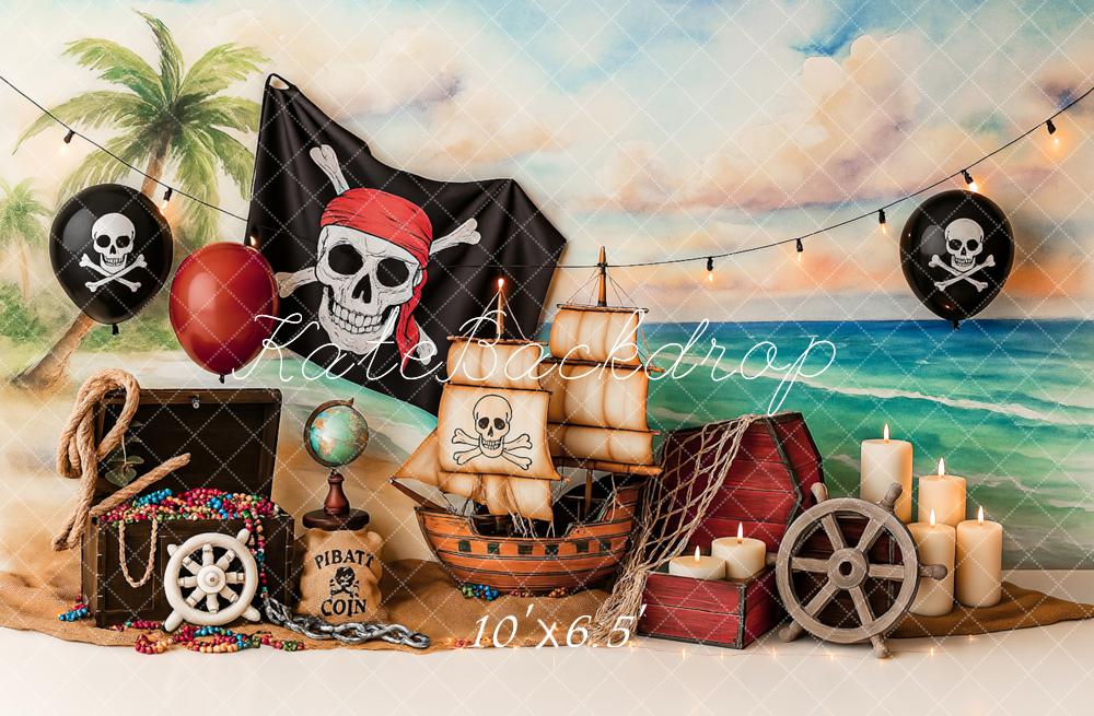 Kate Pirate Adventure Beach Sailboat Backdrop Designed by Ashley Paul