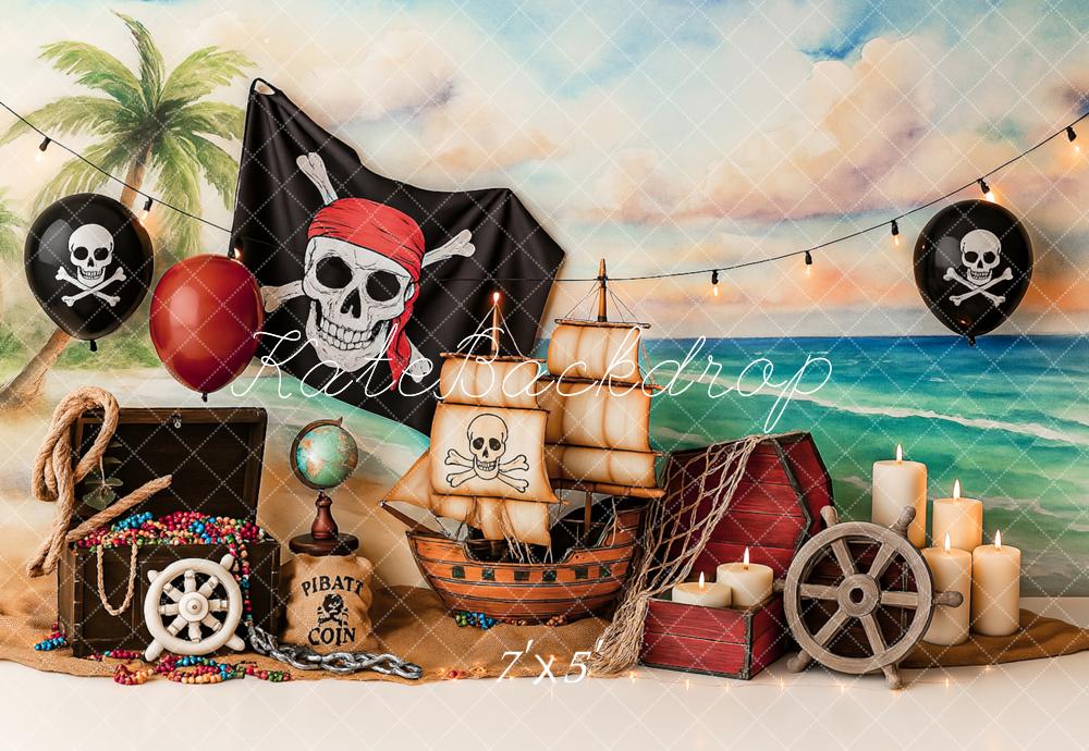 Kate Pirate Adventure Beach Sailboat Backdrop Designed by Ashley Paul