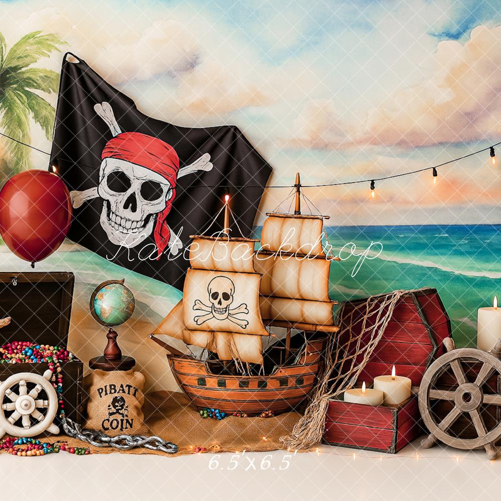 Kate Pirate Adventure Beach Sailboat Backdrop Designed by Ashley Paul
