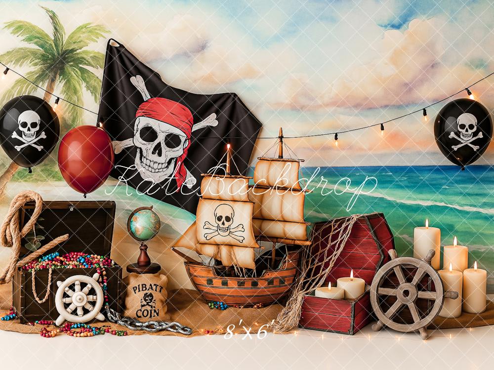 Kate Pirate Adventure Beach Sailboat Backdrop Designed by Ashley Paul