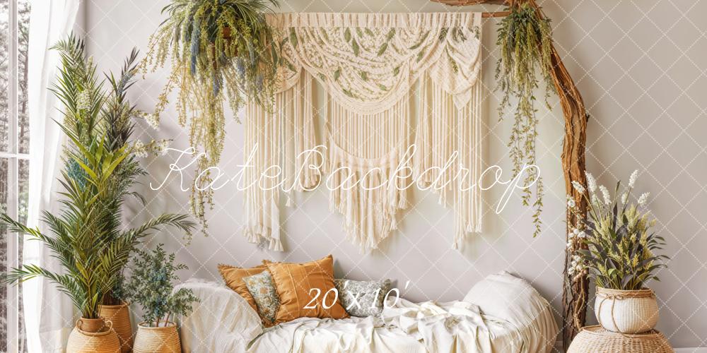 Kate Boho Macrame Plant Arch Cozy Sofa Backdrop Designed by Emetselch - Kate Backdrop AU