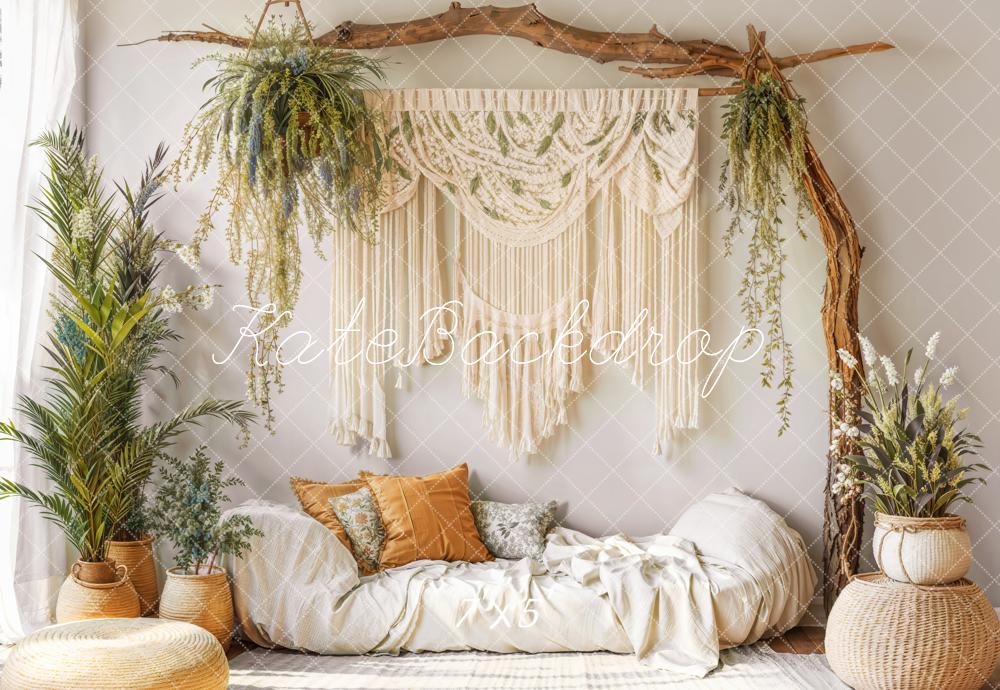 Kate Boho Macrame Plant Arch Cozy Sofa Backdrop Designed by Emetselch - Kate Backdrop AU