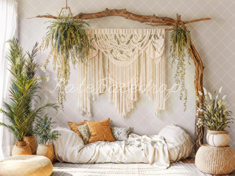 Kate Boho Macrame Plant Arch Cozy Sofa Backdrop Designed by Emetselch - Kate Backdrop AU