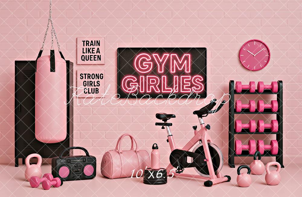 Kate Girlies Gym Soft Pink Backdrop Designed by Ashley Paul - Kate Backdrop AU