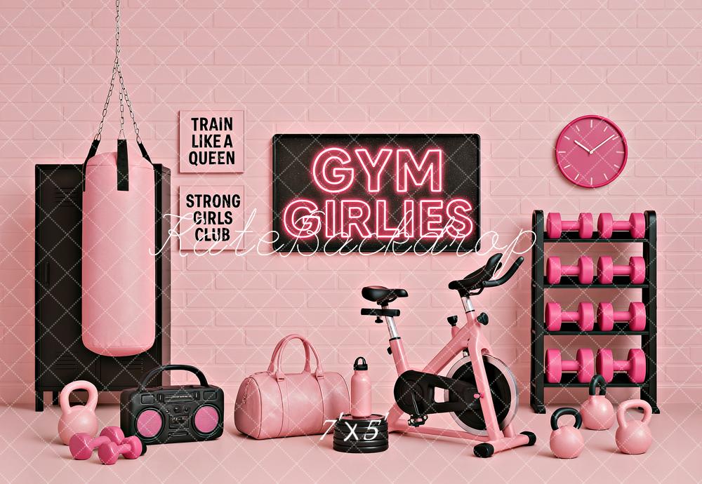 Kate Girlies Gym Soft Pink Backdrop Designed by Ashley Paul - Kate Backdrop AU