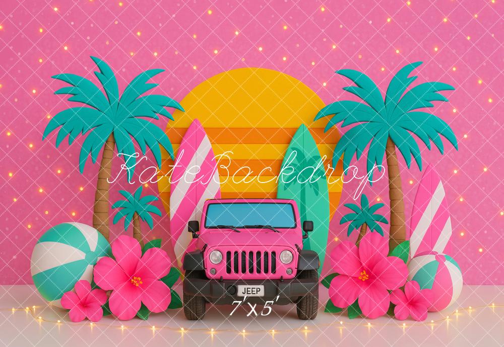 Kate Summer Tropical Palm Trees Pink Backdrop Designed by Ashley Paul - Kate Backdrop AU