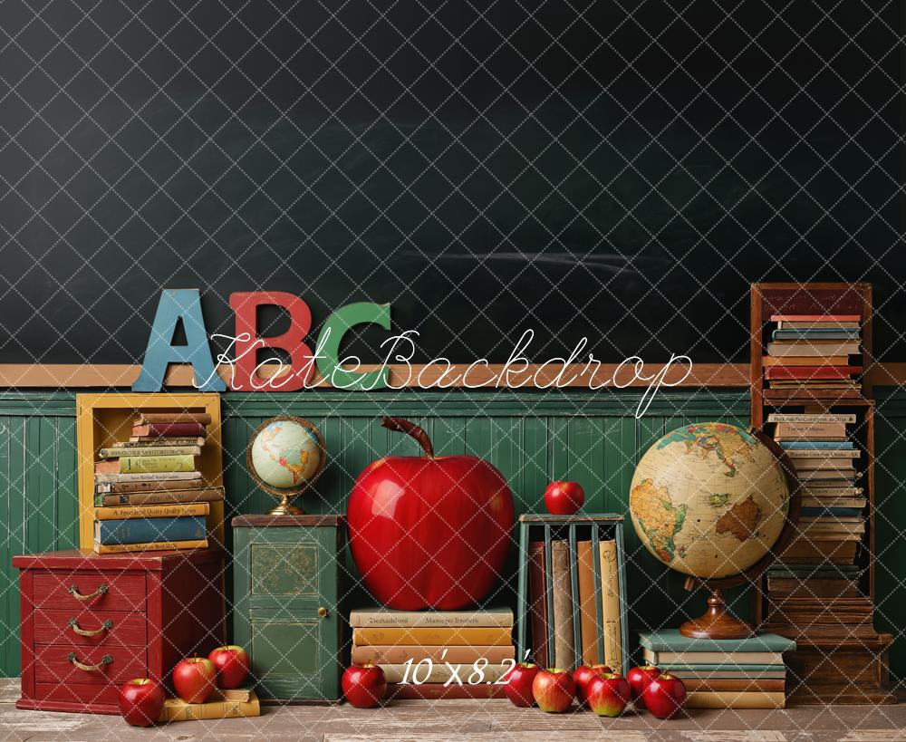 Kate Back to School Chalkboard Classroom Globe Backdrop Designed by Emetselch - Kate Backdrop AU