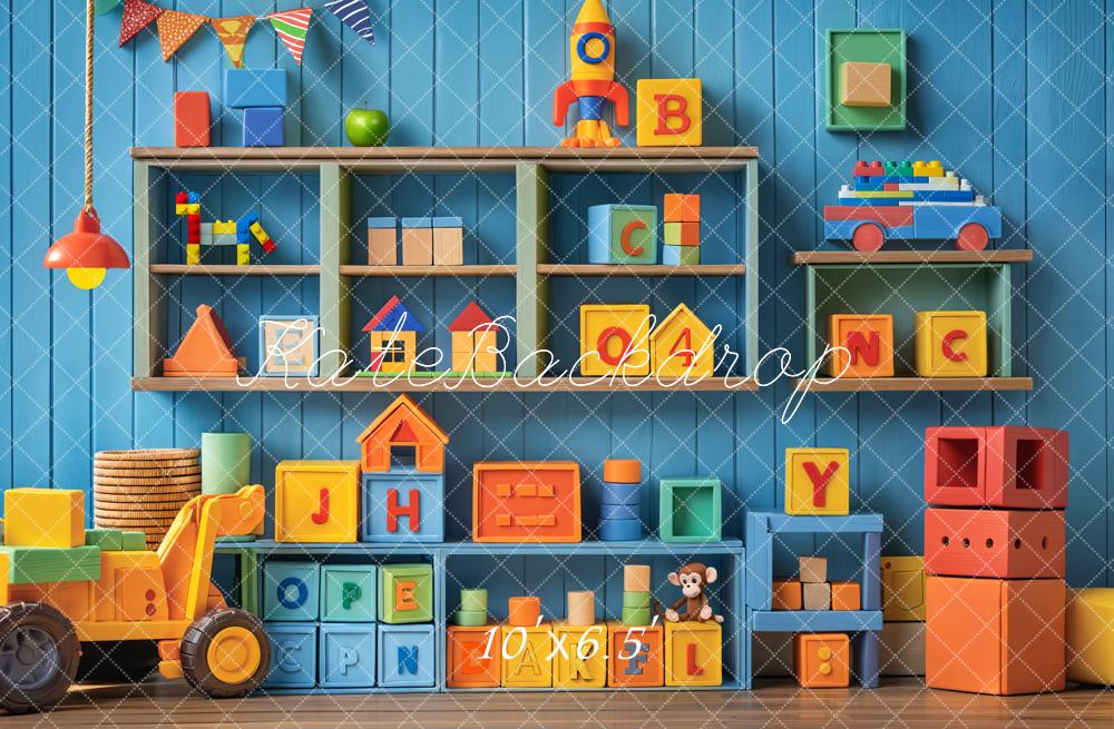 Kate Kids Colorful Toys Blocks Shelf Backdrop Designed by Emetselch - Kate Backdrop AU