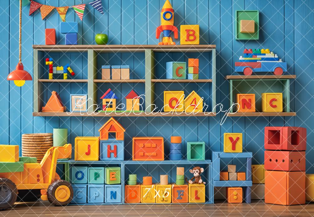 Kate Kids Colorful Toys Blocks Shelf Backdrop Designed by Emetselch - Kate Backdrop AU