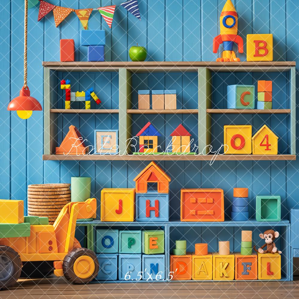 Kate Kids Colorful Toys Blocks Shelf Backdrop Designed by Emetselch - Kate Backdrop AU