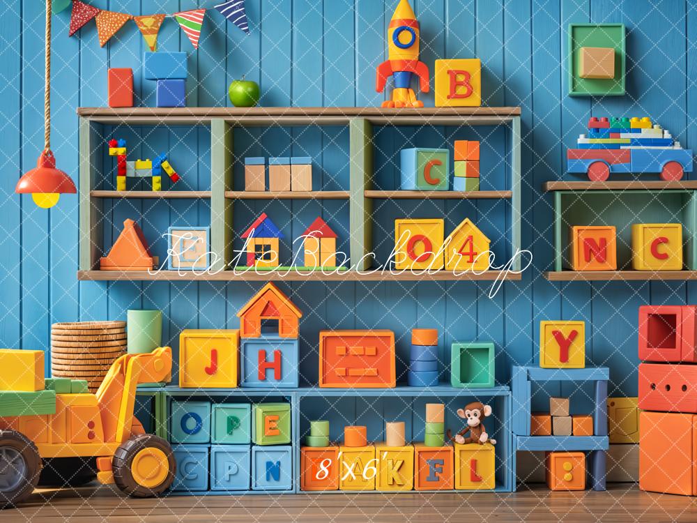 Kate Kids Colorful Toys Blocks Shelf Backdrop Designed by Emetselch - Kate Backdrop AU