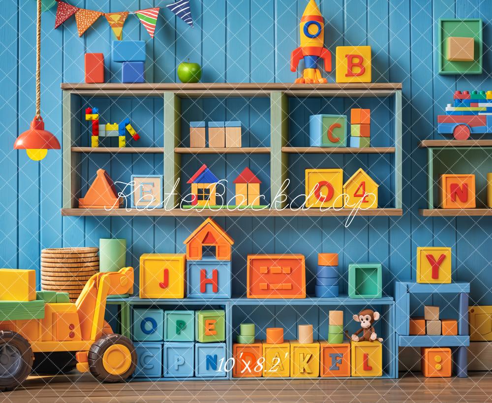 Kate Kids Colorful Toys Blocks Shelf Backdrop Designed by Emetselch - Kate Backdrop AU