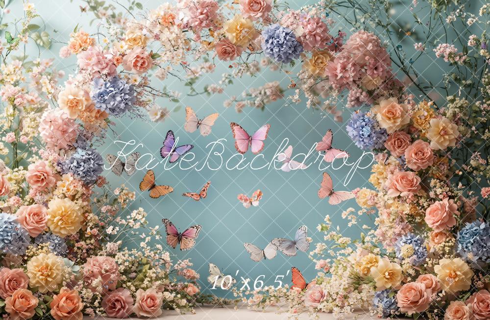 Kate Spring Blue Butterfly Backdrop Designed by Emetselch - Kate Backdrop AU