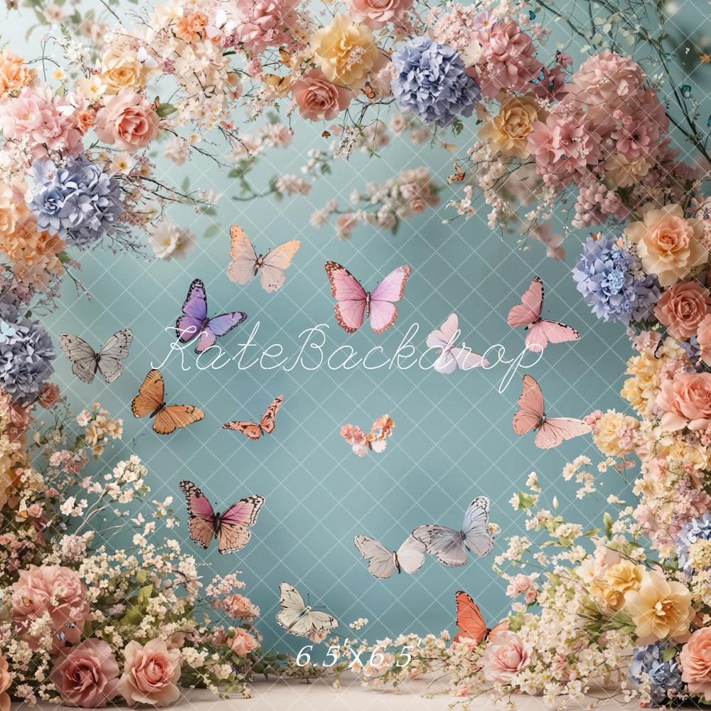 Kate Spring Blue Butterfly Backdrop Designed by Emetselch - Kate Backdrop AU