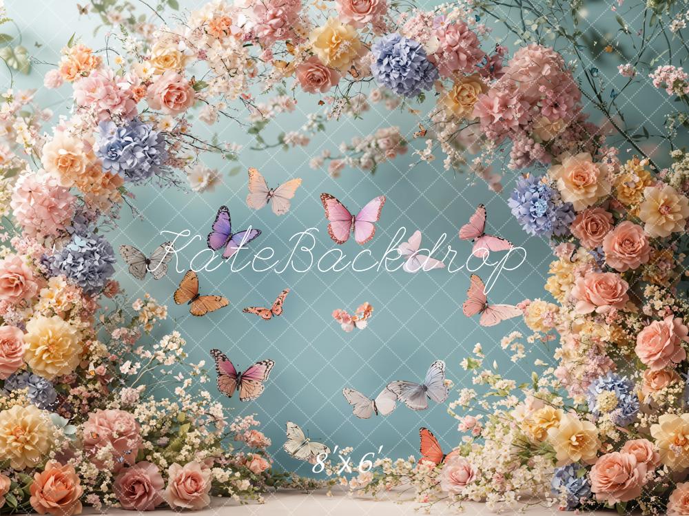 Kate Spring Blue Butterfly Backdrop Designed by Emetselch - Kate Backdrop AU