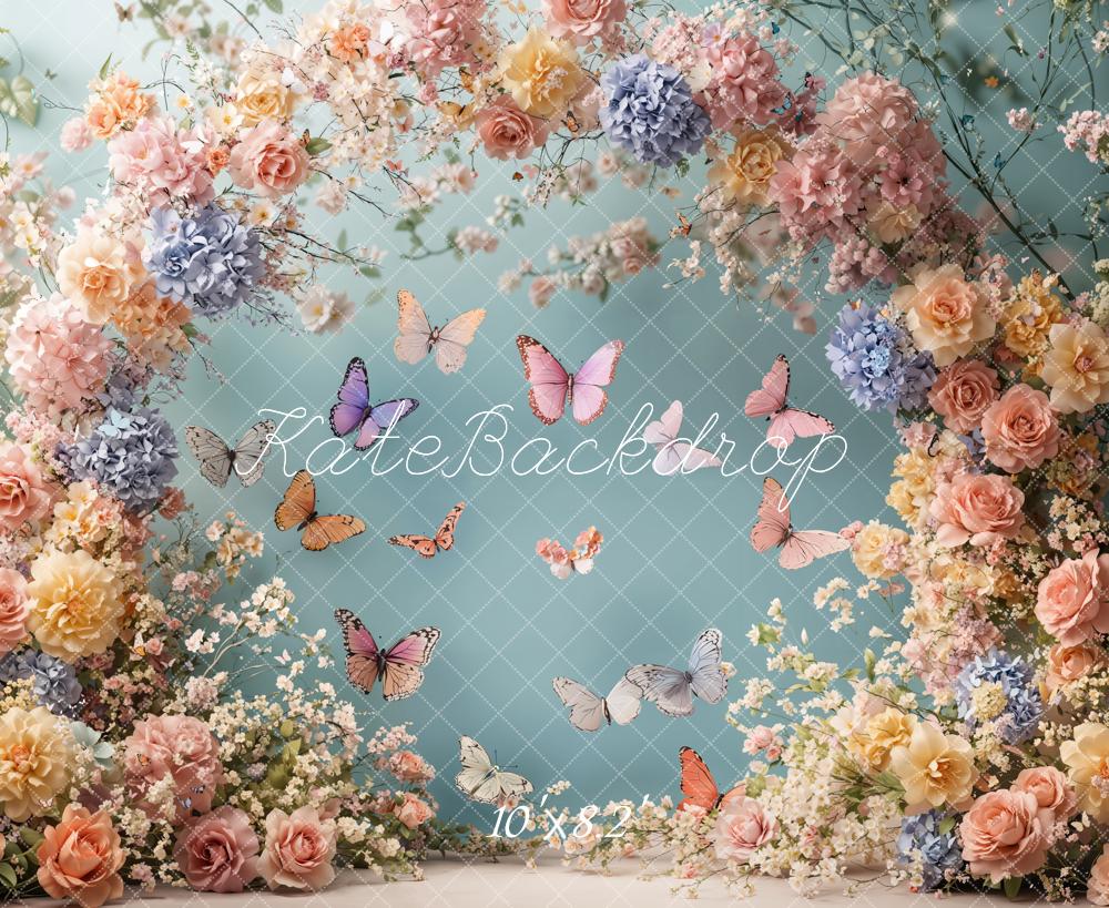 Kate Spring Blue Butterfly Backdrop Designed by Emetselch - Kate Backdrop AU