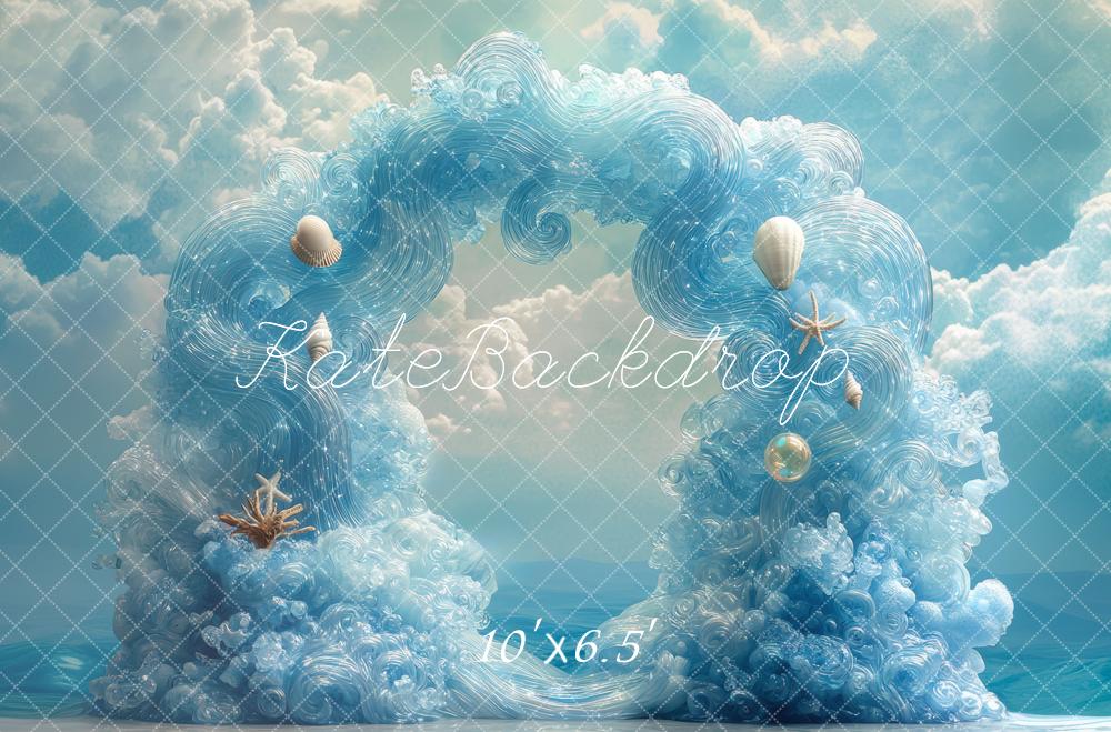 Kate Blue Waves Arch Backdrop Designed by Mini MakeBelieve