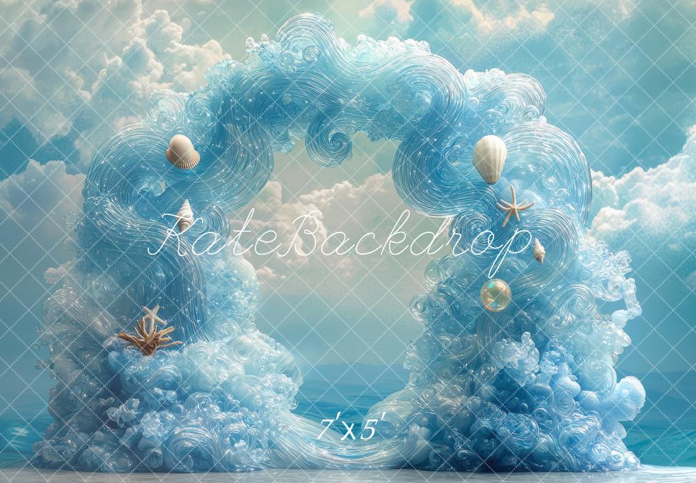 Kate Blue Waves Arch Backdrop Designed by Mini MakeBelieve
