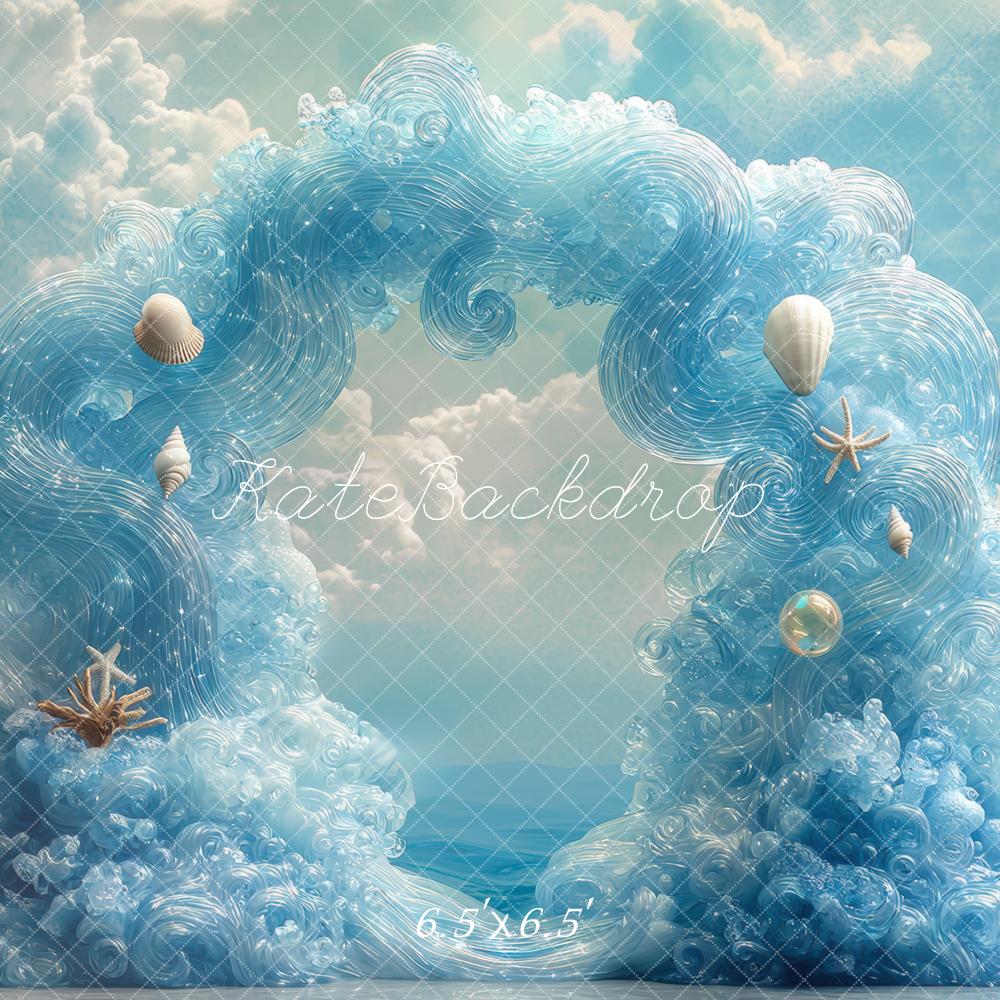 Kate Blue Waves Arch Backdrop Designed by Mini MakeBelieve