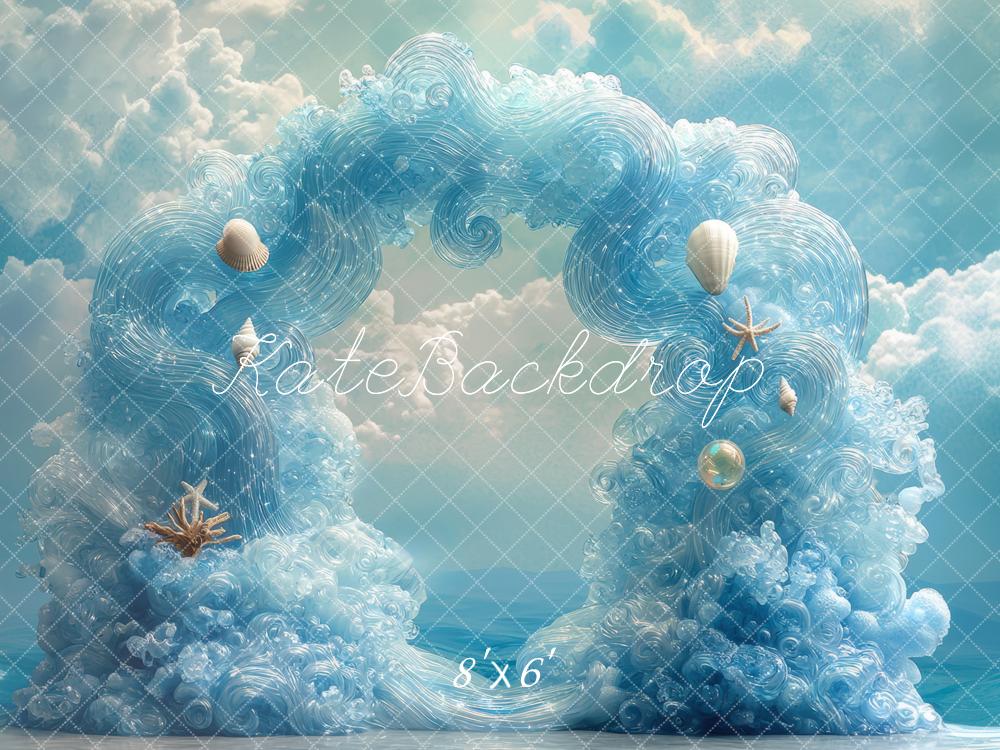 Kate Blue Waves Arch Backdrop Designed by Mini MakeBelieve