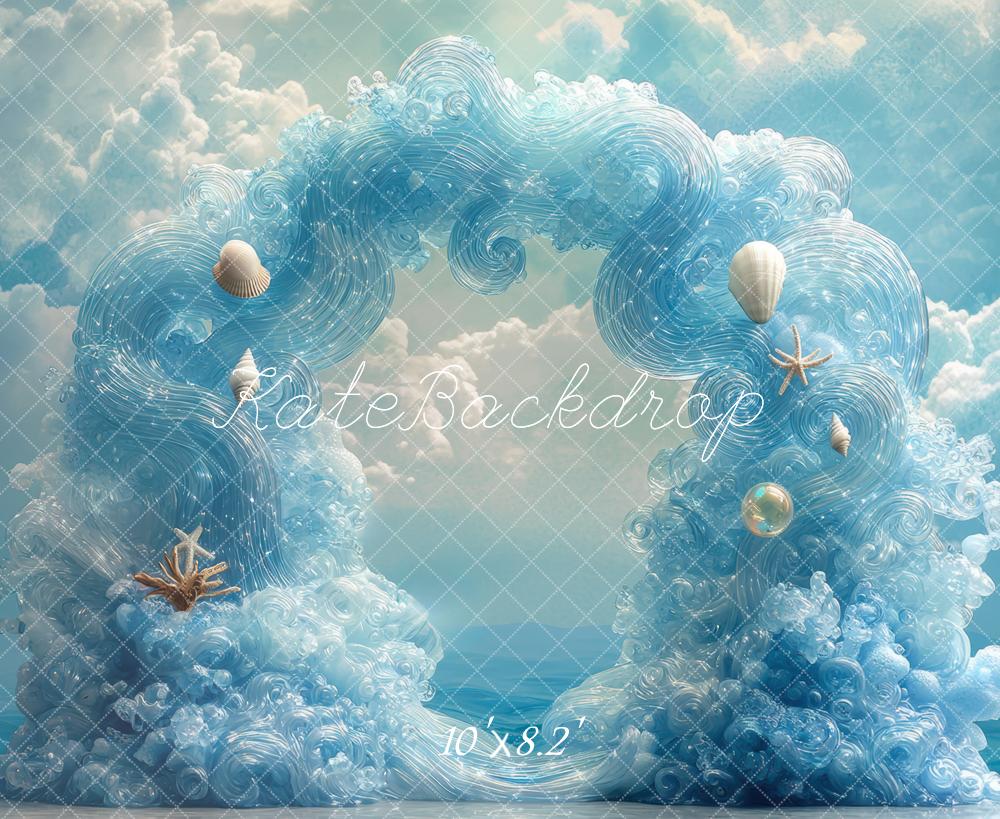 Kate Blue Waves Arch Backdrop Designed by Mini MakeBelieve
