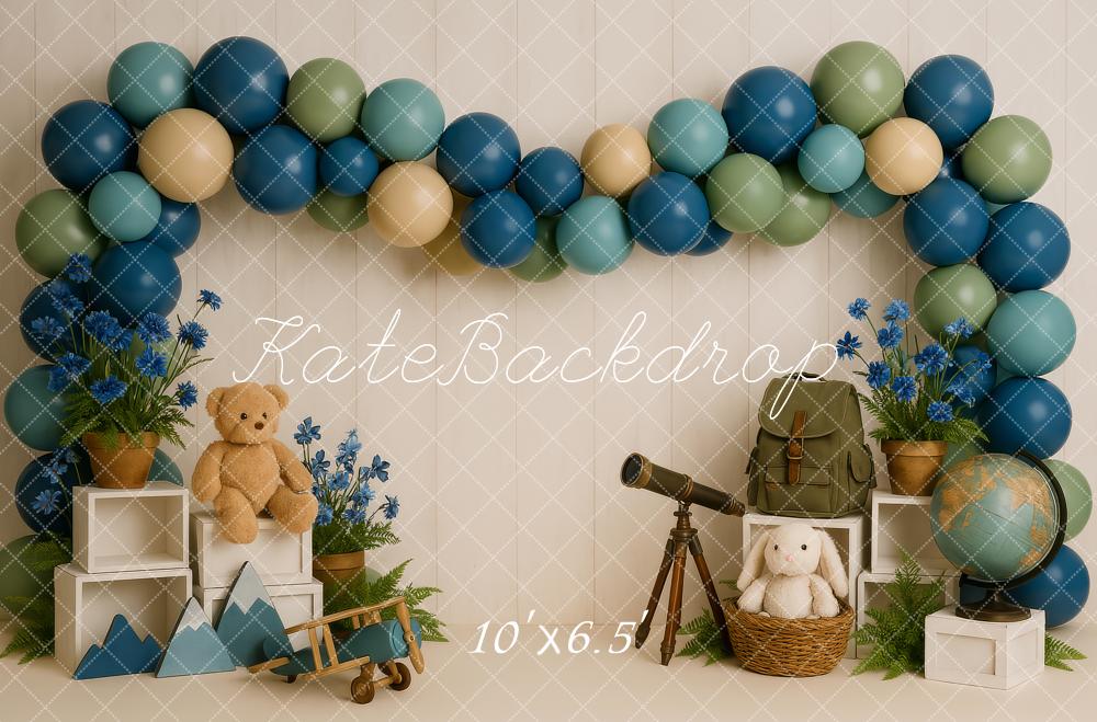 Kate Balloon Adventure Backdrop Smash Cake Designed by Patty Roberts - Kate Backdrop AU