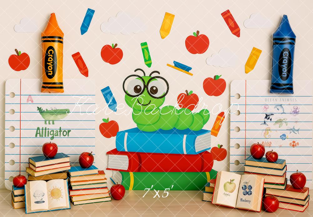 Kate Back to School Bookworm Backdrop Designed by Patty Roberts - Kate Backdrop AU