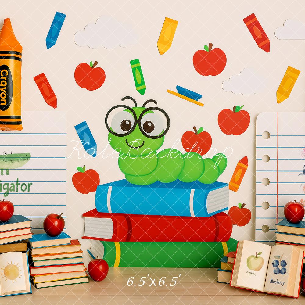 Kate Back to School Bookworm Backdrop Designed by Patty Roberts - Kate Backdrop AU