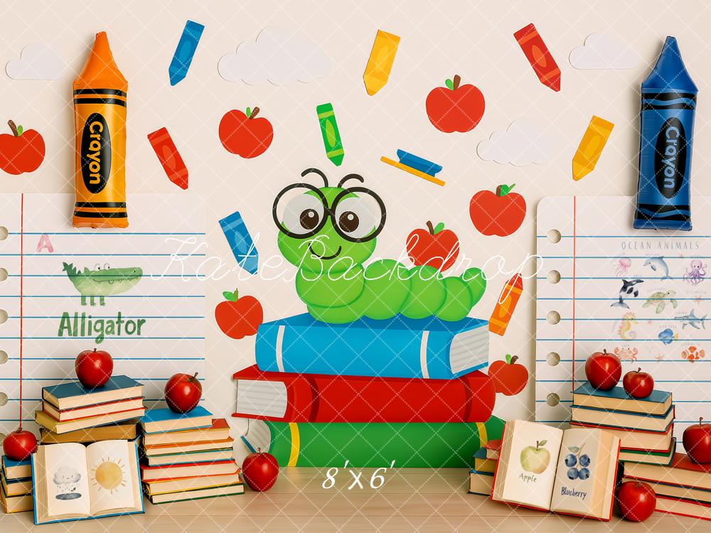 Kate Back to School Bookworm Backdrop Designed by Patty Roberts - Kate Backdrop AU