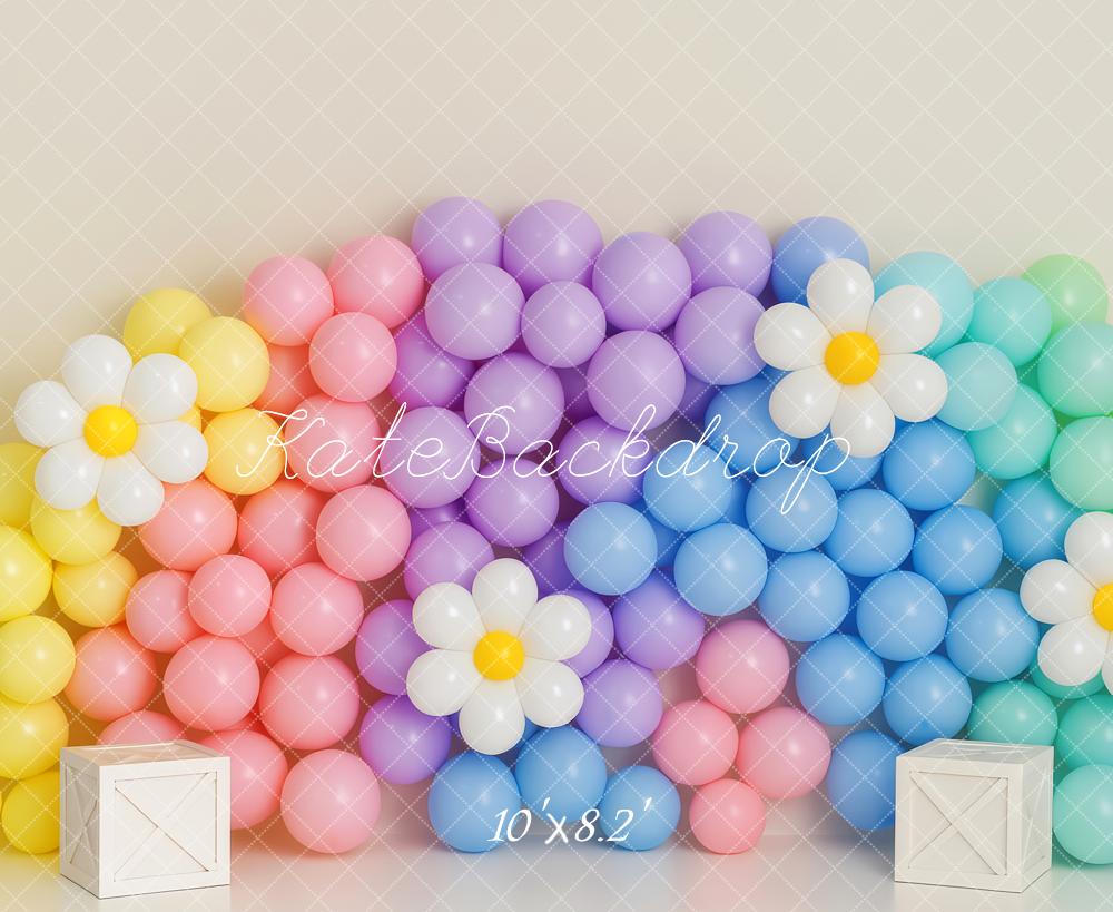 Kate Pastel Rainbow Balloon Wall Backdrop Designed by Patty Roberts