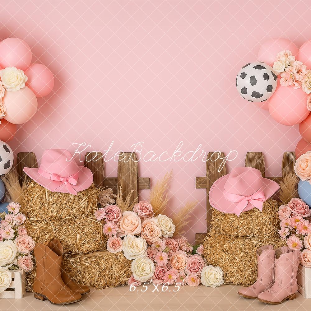 Kate Pink Cowgirl Flowers Backdrop Designed by Patty Roberts - Kate Backdrop AU