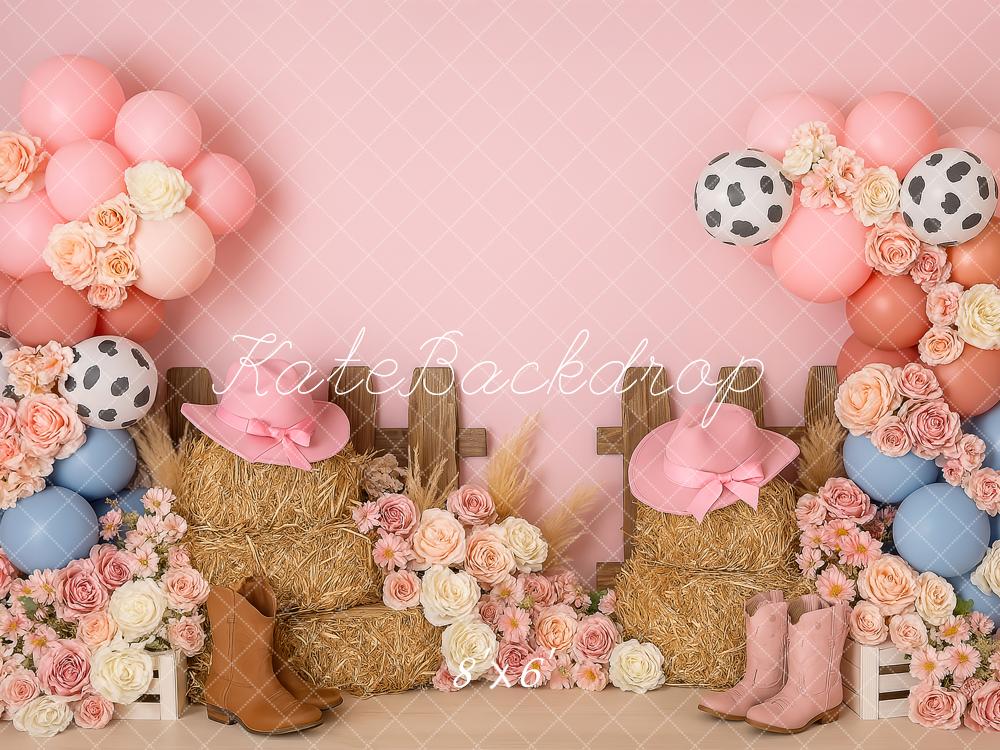 Kate Pink Cowgirl Flowers Backdrop Designed by Patty Roberts - Kate Backdrop AU