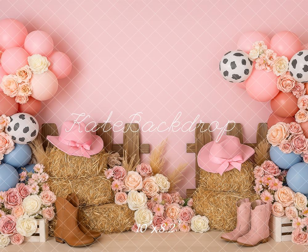 Kate Pink Cowgirl Flowers Backdrop Designed by Patty Roberts - Kate Backdrop AU