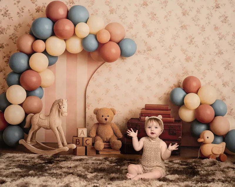 Kate Vintage Teddy Bear Suitcase Backdrop Designed by Patty Roberts