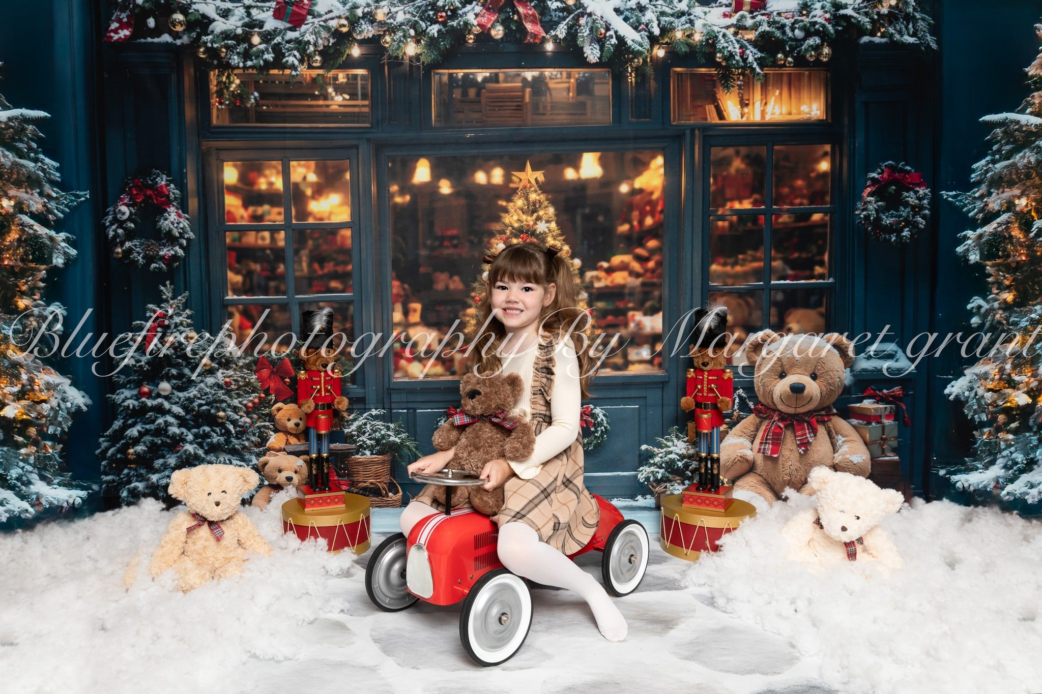 Kate Christmas Toy Shop Window Teddy Bears Backdrop Designed by Chain - Kate Backdrop AU