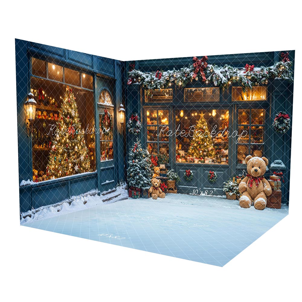 Kate Christmas Shop Teddy Bear Room Set(8ftx8ft&10ftx8ft&8ftx10ft) - Kate Backdrop AU