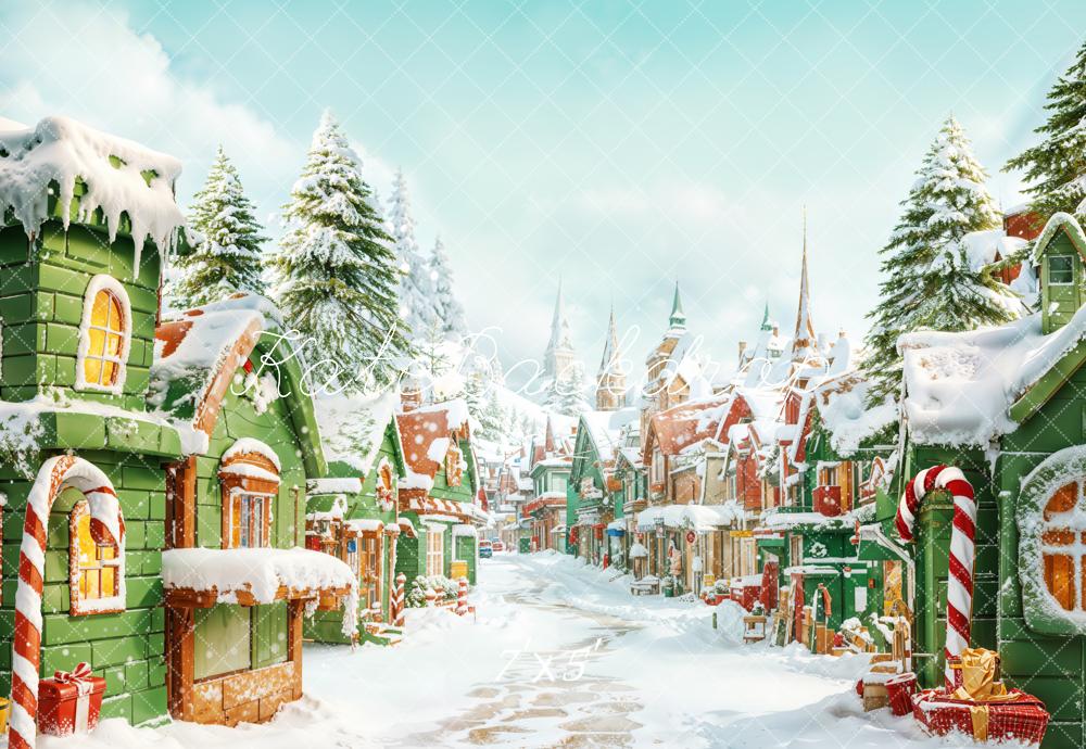 Kate Christmas Village Candy Snowy Backdrop Designed by Chain Photography - Kate Backdrop AU