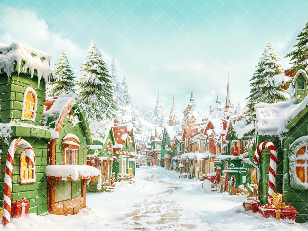 Kate Christmas Village Candy Snowy Backdrop Designed by Chain Photography - Kate Backdrop AU
