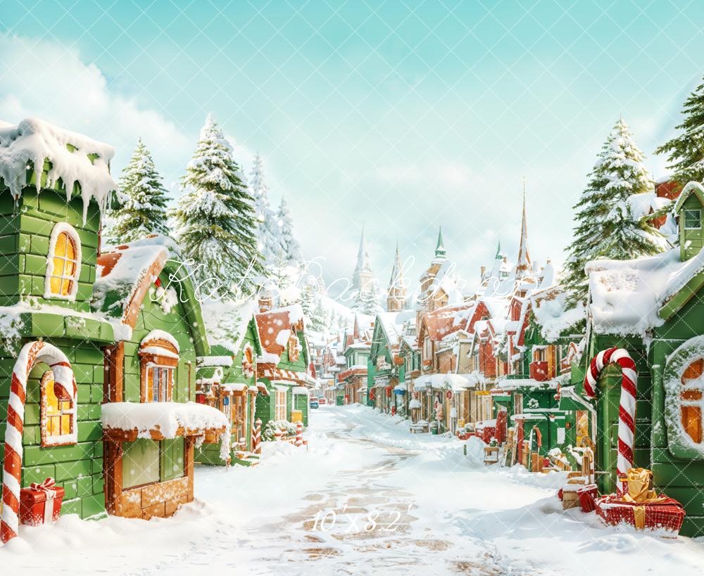 Kate Christmas Village Candy Snowy Backdrop Designed by Chain Photography - Kate Backdrop AU