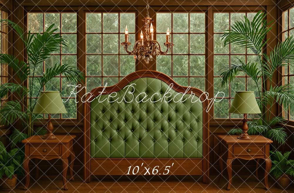 Kate Bedroom Green Headboard Backdrop Designed by Ashley Paul