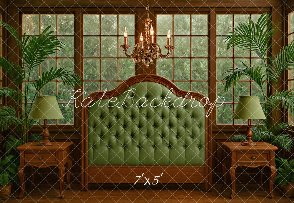 Kate Bedroom Green Headboard Backdrop Designed by Ashley Paul