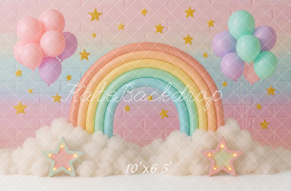 Kate Rainbow Cloud Balloon Backdrop Designed by Ashley Paul - Kate Backdrop AU
